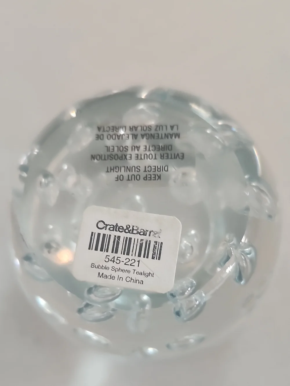Crate&Barrel Bubble Sphere Tealight Votive Clear Glass Candle Holder